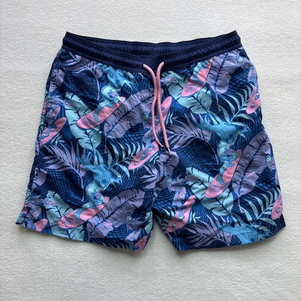 Batman Swim Trunks Mens Medium Blue Surfing Joker Tropical Board Shorts‎